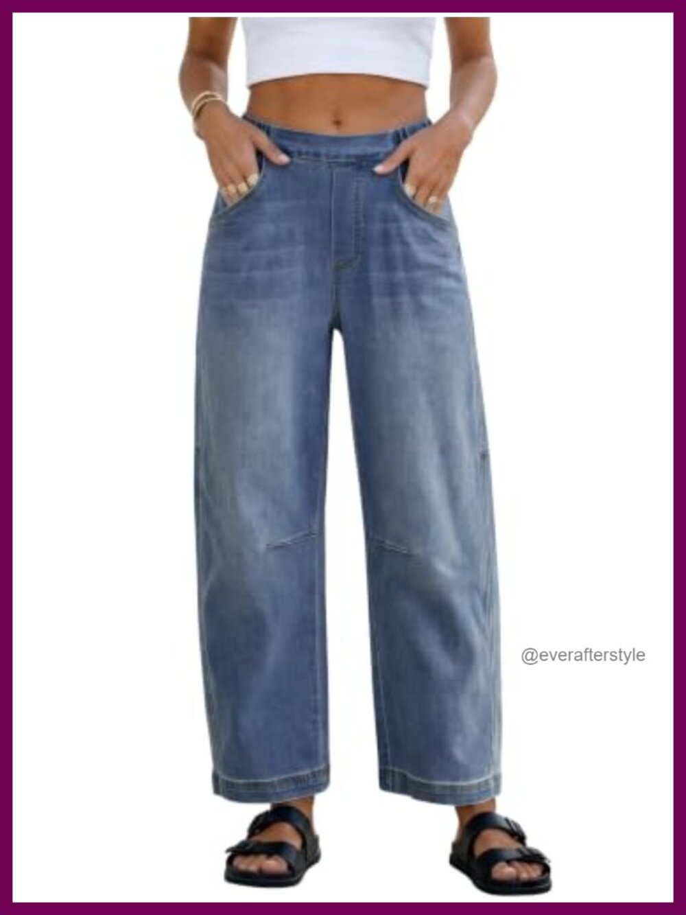 High Waist Barrel Jeans Wide Leg Pull On Denim